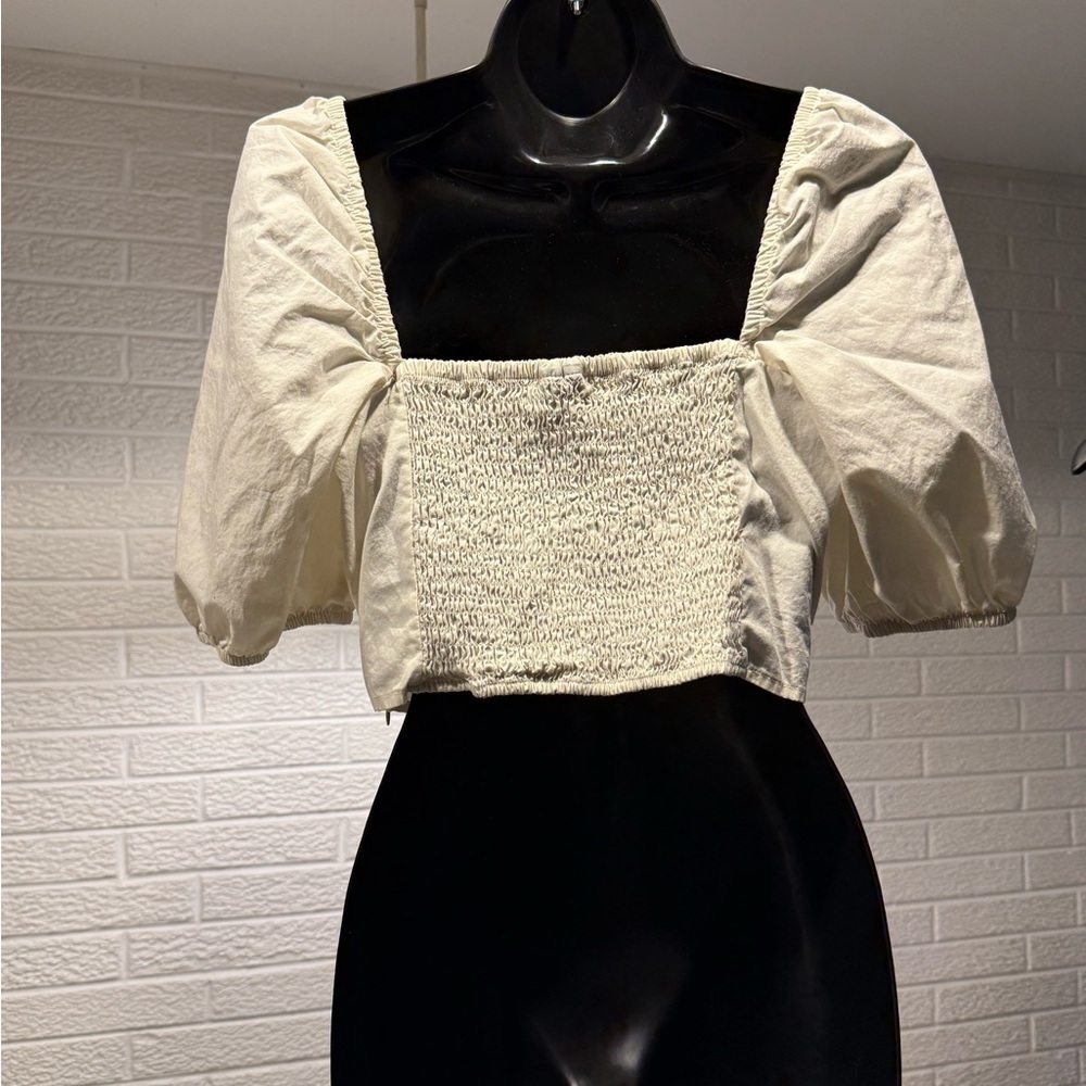 Vero Moda Cream Puff Sleeve Blouse - Picture 2 of 3